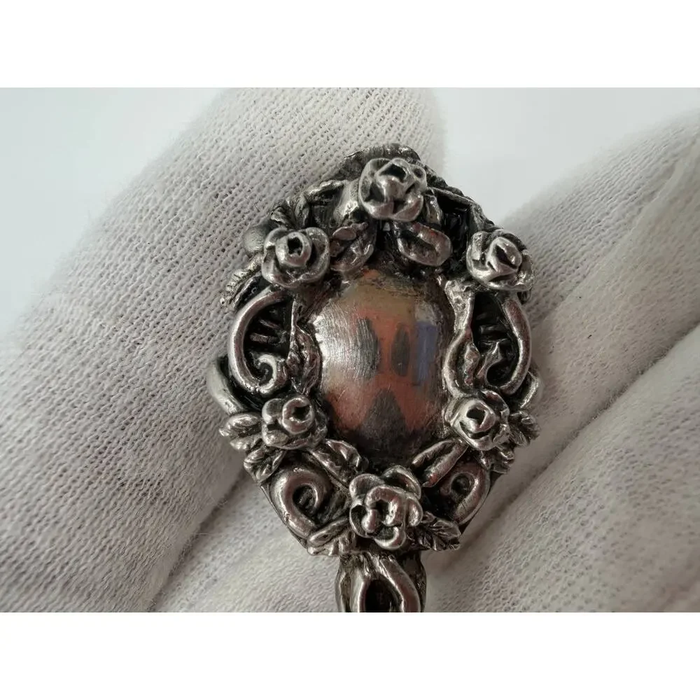 Andrea Barnett 1993 Sterling Silver Rose Floral Key Brooch Scarf Clip 17.7g